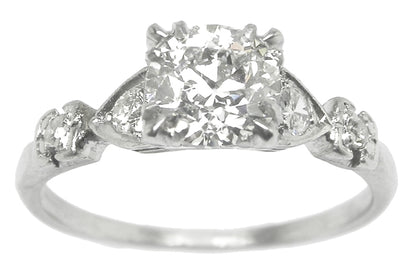 1920's 0.90ct Old Mine Cut Diamond Platinum Engagement Ring