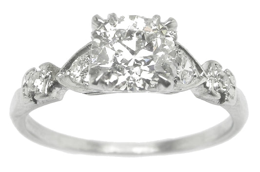 1920's 0.90ct Old Mine Cut Diamond Platinum Engagement Ring