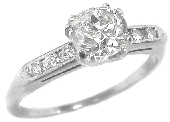 1920s 0.95ct Round Diamond Platinum Engagement Ring