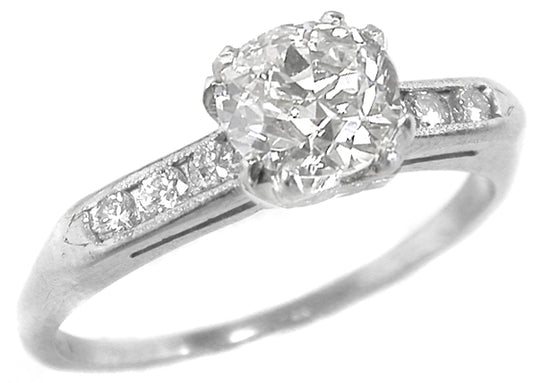 1920s 0.95ct Round Diamond Platinum Engagement Ring