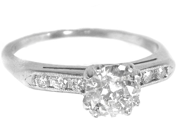 1920s 0.95ct Round Diamond Platinum Engagement Ring