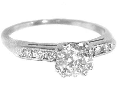 1920s 0.95ct Round Diamond Platinum Engagement Ring