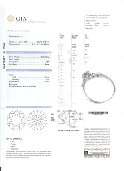 1920s 0.95ct Round Diamond Platinum Engagement Ring