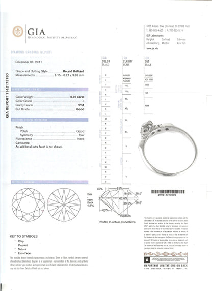 1920s 0.95ct Round Diamond Platinum Engagement Ring