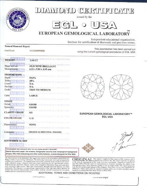 1920's 1.04ct Diamond Platinum Engagement Ring