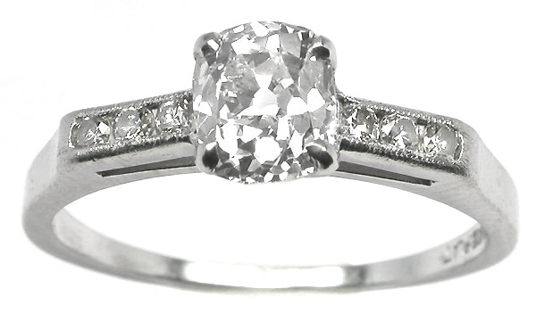 1920s 1.09ct Cushion  Cut Diamond Platinum Engagement Ring