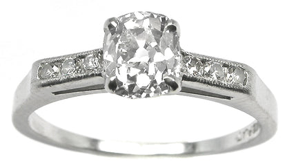 1920s 1.09ct Cushion  Cut Diamond Platinum Engagement Ring
