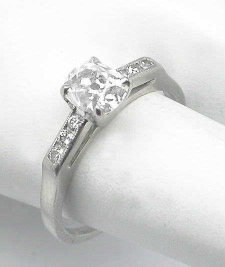 1920s 1.09ct Cushion  Cut Diamond Platinum Engagement Ring