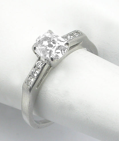 1920s 1.09ct Cushion  Cut Diamond Platinum Engagement Ring