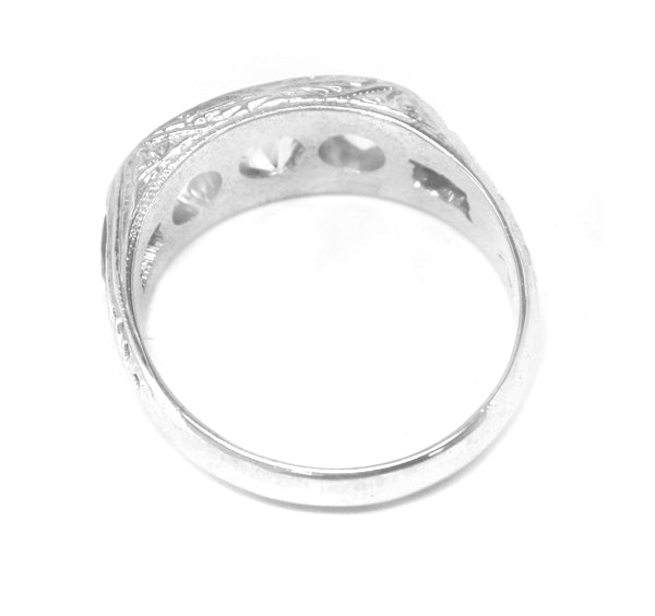 1920s 1.09ct Diamond Sapphire 18k White Gold Ring