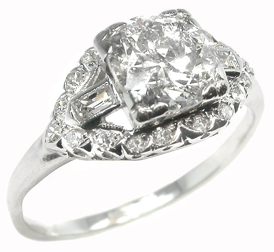 1920s 1.15ct Old Mine Cut Diamond Platinum Engagement Ring