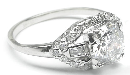 1920s 1.15ct Old Mine Cut Diamond Platinum Engagement Ring