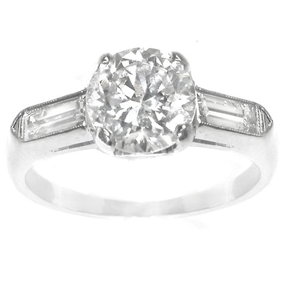 1920s 1.18ct Round Brilliant Diamond Platinum Engagement Ring
