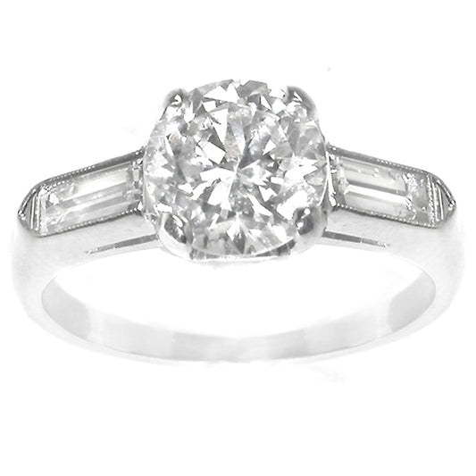 1920s 1.18ct Round Brilliant Diamond Platinum Engagement Ring