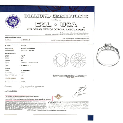 1920s 1.18ct Round Brilliant Diamond Platinum Engagement Ring