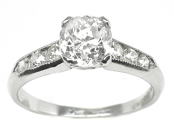 1920s 1.22ct Old Mine  Cut Diamond Platinum Engagement Ring