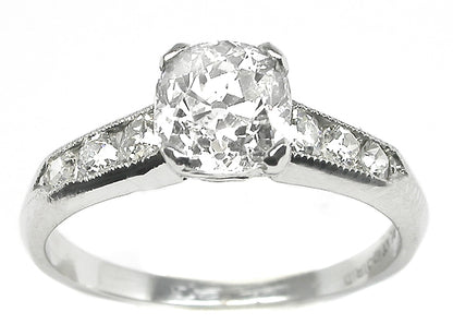 1920s 1.22ct Old Mine  Cut Diamond Platinum Engagement Ring