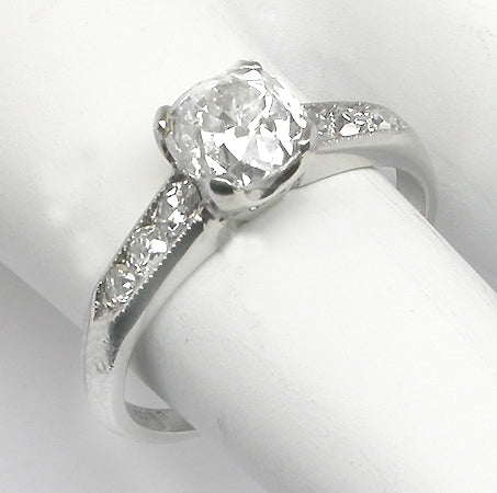 1920s 1.22ct Old Mine  Cut Diamond Platinum Engagement Ring