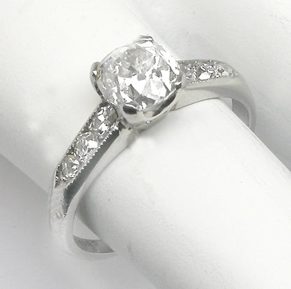 1920s 1.22ct Old Mine  Cut Diamond Platinum Engagement Ring