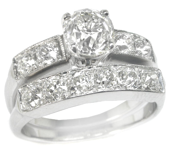 1920s 1.23ct Diamond Engagement & 0.75ct  Diamond Wedding Ring