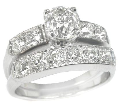 1920s 1.23ct Diamond Engagement & 0.75ct  Diamond Wedding Ring