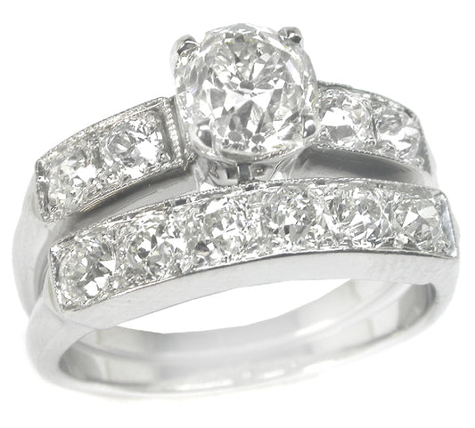 1920s 1.23ct Diamond Engagement & 0.75ct  Diamond Wedding Ring