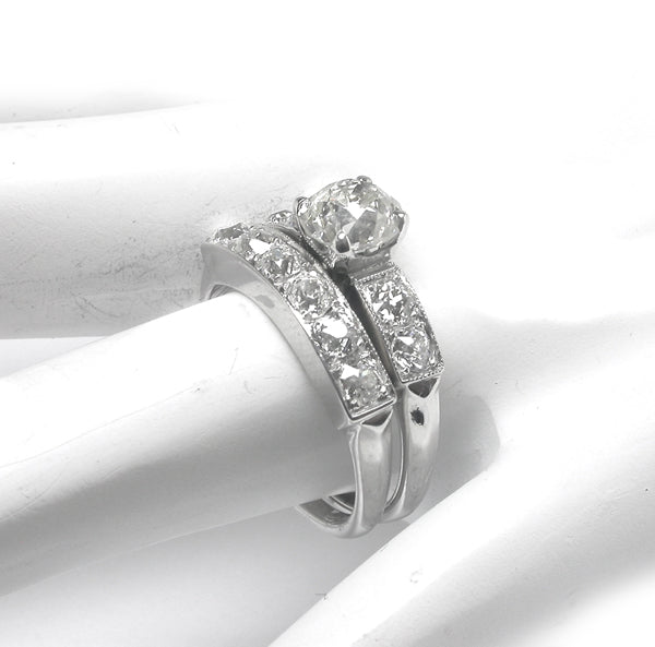 1920s 1.23ct Diamond Engagement & 0.75ct  Diamond Wedding Ring