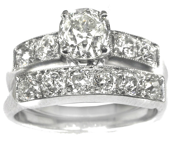 1920s 1.23ct Diamond Engagement & 0.75ct  Diamond Wedding Ring
