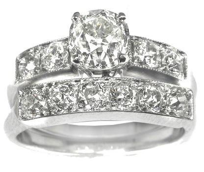 1920s 1.23ct Diamond Engagement & 0.75ct  Diamond Wedding Ring