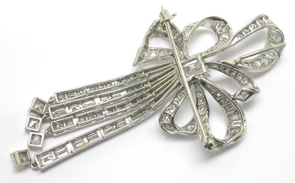 1920's GIA  1.34ct Square Cut Diamond Platinum Bow Pin