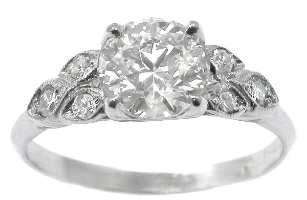 1920s 1.40ct Old Mine Diamond Platinum Engagement Ring