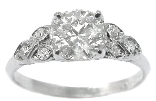 1920s 1.40ct Old Mine Diamond Platinum Engagement Ring