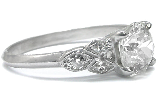 1920s 1.40ct Old Mine Diamond Platinum Engagement Ring