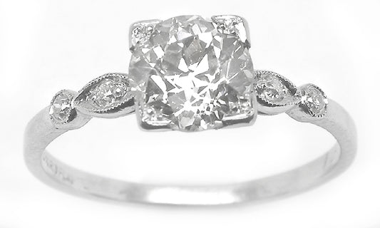 1920's 1.41ct Diamond Platinum Engagement Ring