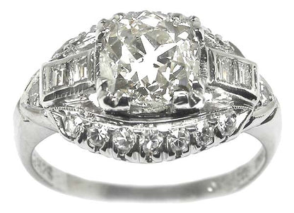 1920's 1.50ct Diamond Platinum Engagement Ring