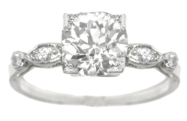 1920s 1.75ct Old European Cut Diamond Platinum Engagement Ring