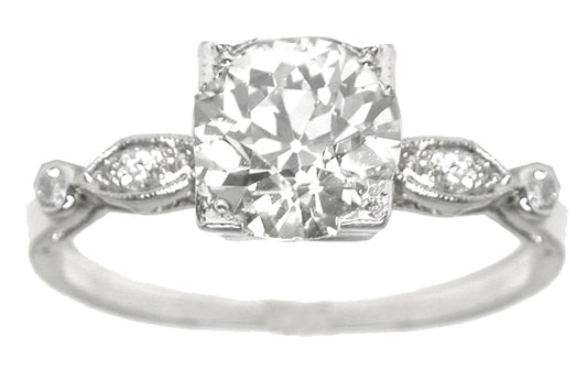 1920s 1.75ct Old European Cut Diamond Platinum Engagement Ring
