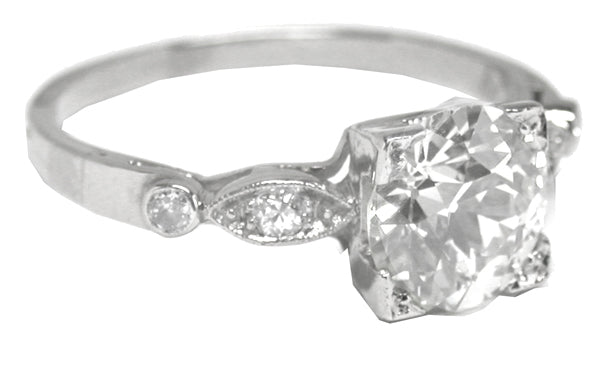 1920s 1.75ct Old European Cut Diamond Platinum Engagement Ring