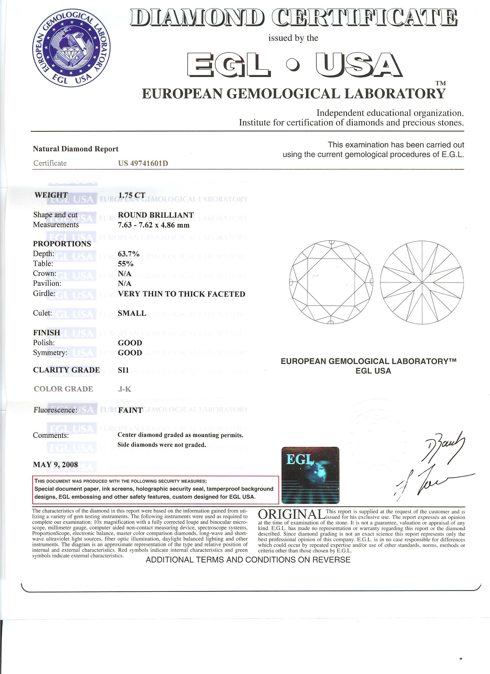 1920s 1.75ct Old European Cut Diamond Platinum Engagement Ring