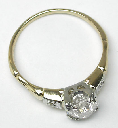 1920s 1ct Old Mine Cut Diamond 14k 2 Tone Gold  Engagement Ring