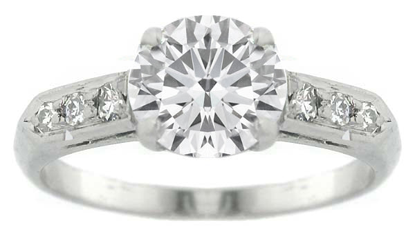 1920s 1ct Round Brilliant Diamond Platinum  Engagement Ring