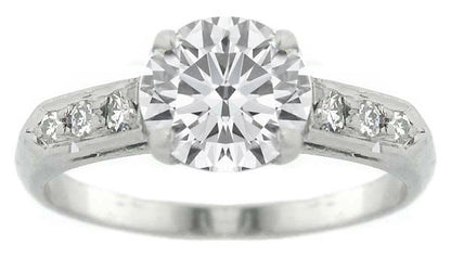 1920s 1ct Round Brilliant Diamond Platinum  Engagement Ring