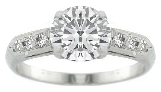 1920s 1ct Round Brilliant Diamond Platinum  Engagement Ring