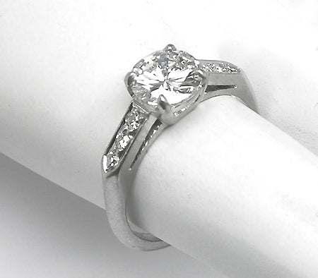 1920s 1ct Round Brilliant Diamond Platinum  Engagement Ring