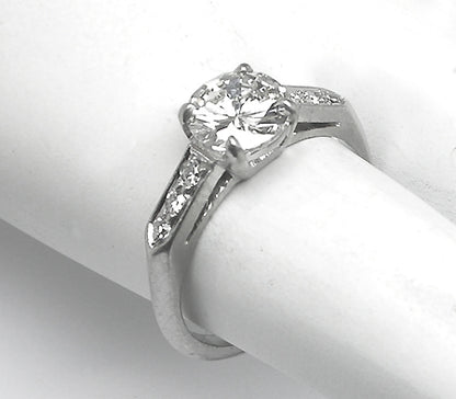 1920s 1ct Round Brilliant Diamond Platinum  Engagement Ring