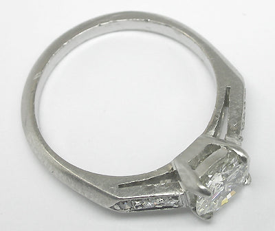 1920s 1ct Round Brilliant Diamond Platinum  Engagement Ring