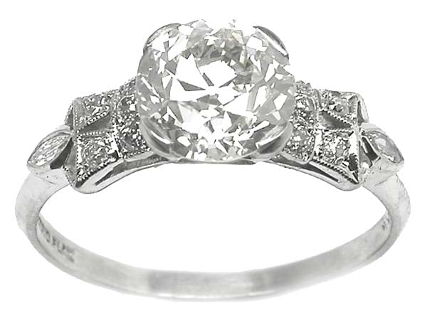 1920's 2.01ct Diamond Platinum Engagement Ring