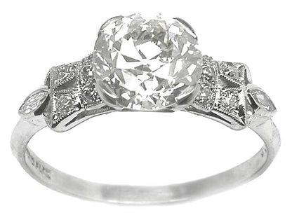 1920's 2.01ct Diamond Platinum Engagement Ring