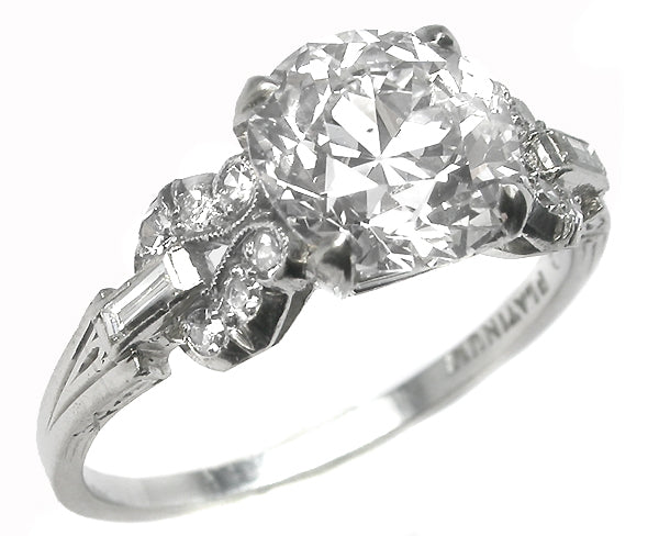 1920s 2.31ct Old European Cut Diamond Platinum Engagement Ring