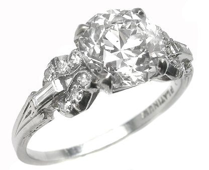 1920s 2.31ct Old European Cut Diamond Platinum Engagement Ring